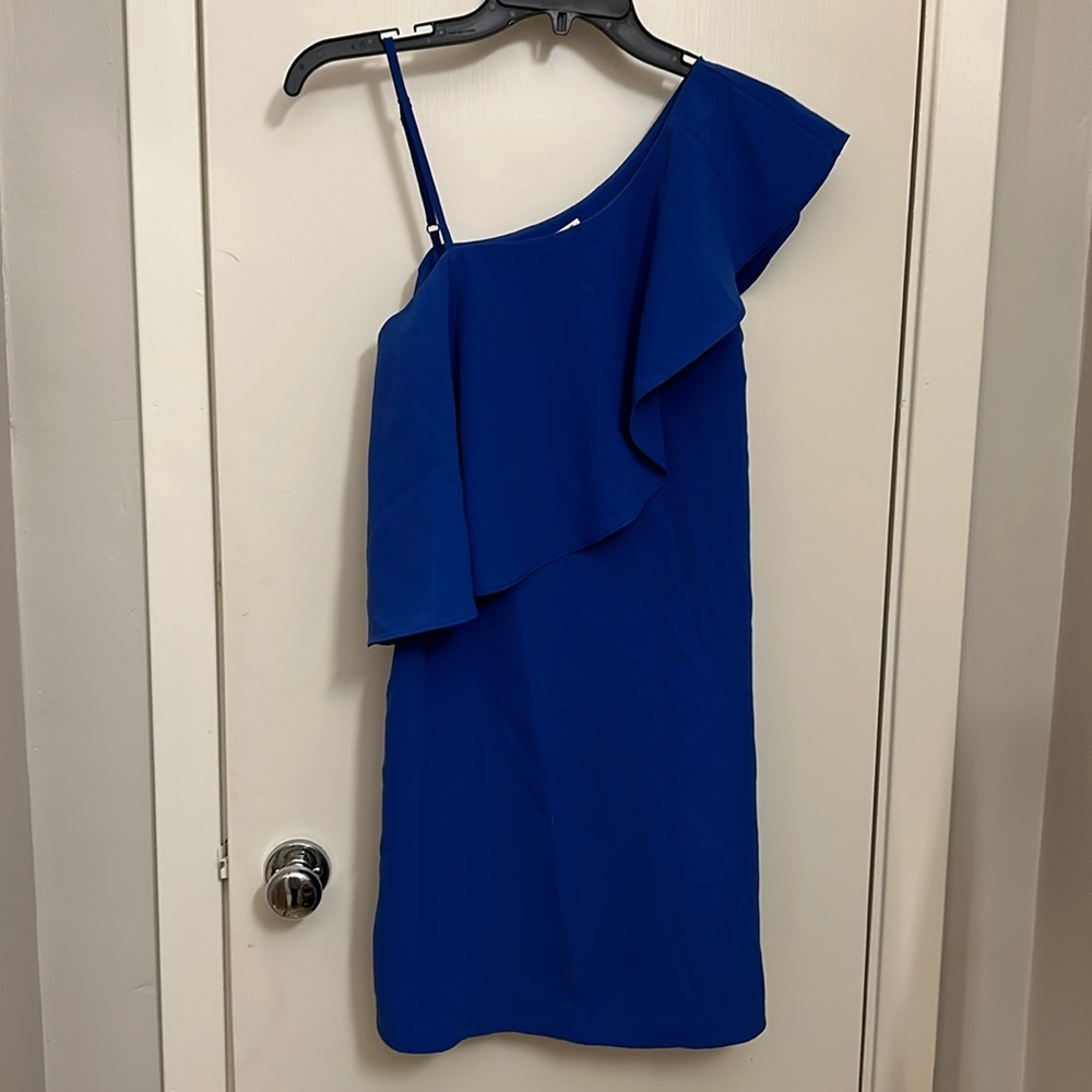 Royal blue one-shoulder dress